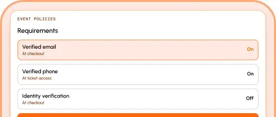 Event policy requirements with verified email switched on.